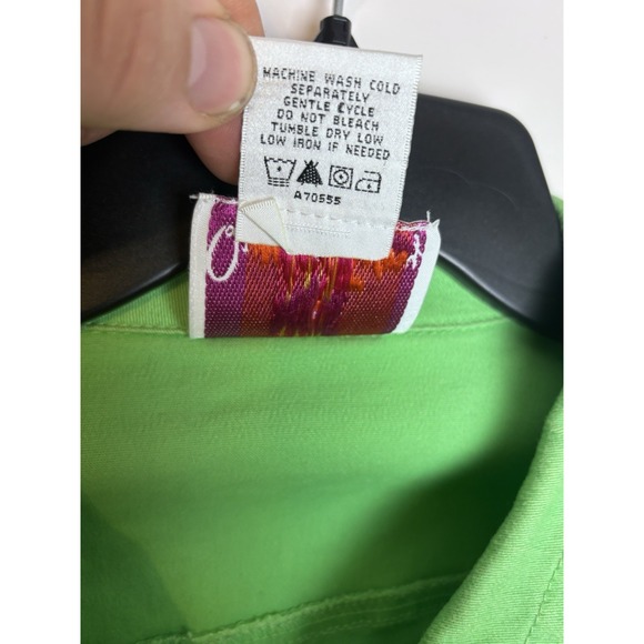 Quacker Factory Green /Pink Denim Jacket W/Rhinestone Buttons Whale Print "XL" - Picture 7 of 9